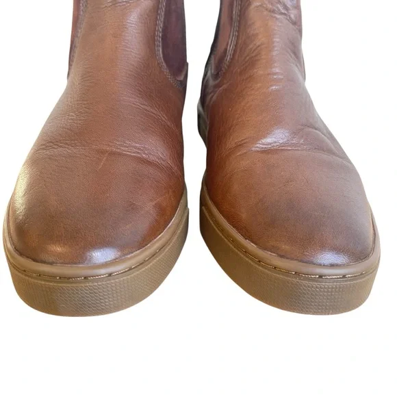 Frye Gemma Short Shearling Leather and Suede Boots in Cognac Brown Size 6.5 - Picture 5 of 17